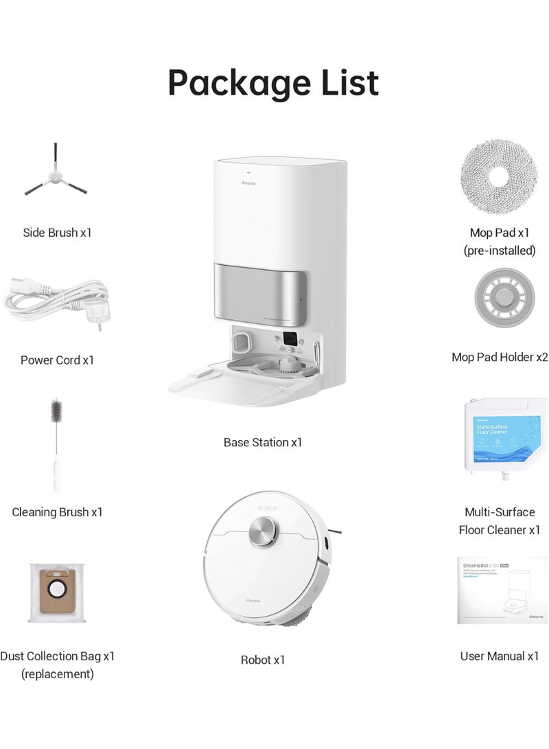 Dreame - L10s Ultra Robot Vacuum Cleaner and Mop with Self-Cleaning Station (Automatic Dust Collection, Mops Cleaning) 3D Obstacle Detection, 210m Suction 5300Pa, WiFi/APP/Alexa, 3.5 L 75 W L10S ULTRA White - Image 1