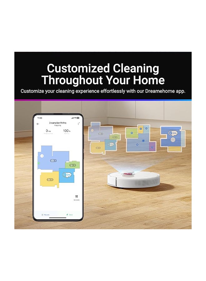 Dreame - F9 Pro Vacuum Cleaner Robot and Mop 2-in-1, LiDAR Navigation, 150 min Runtime, Vacuum Cleaner and Mop Robot, 2500Pa Suction Power, Mapping for Multiple Floors, WiFi/App/Alexa, 2 Year Warranty 0.59 L 40 W F9 PRO White - Image 1