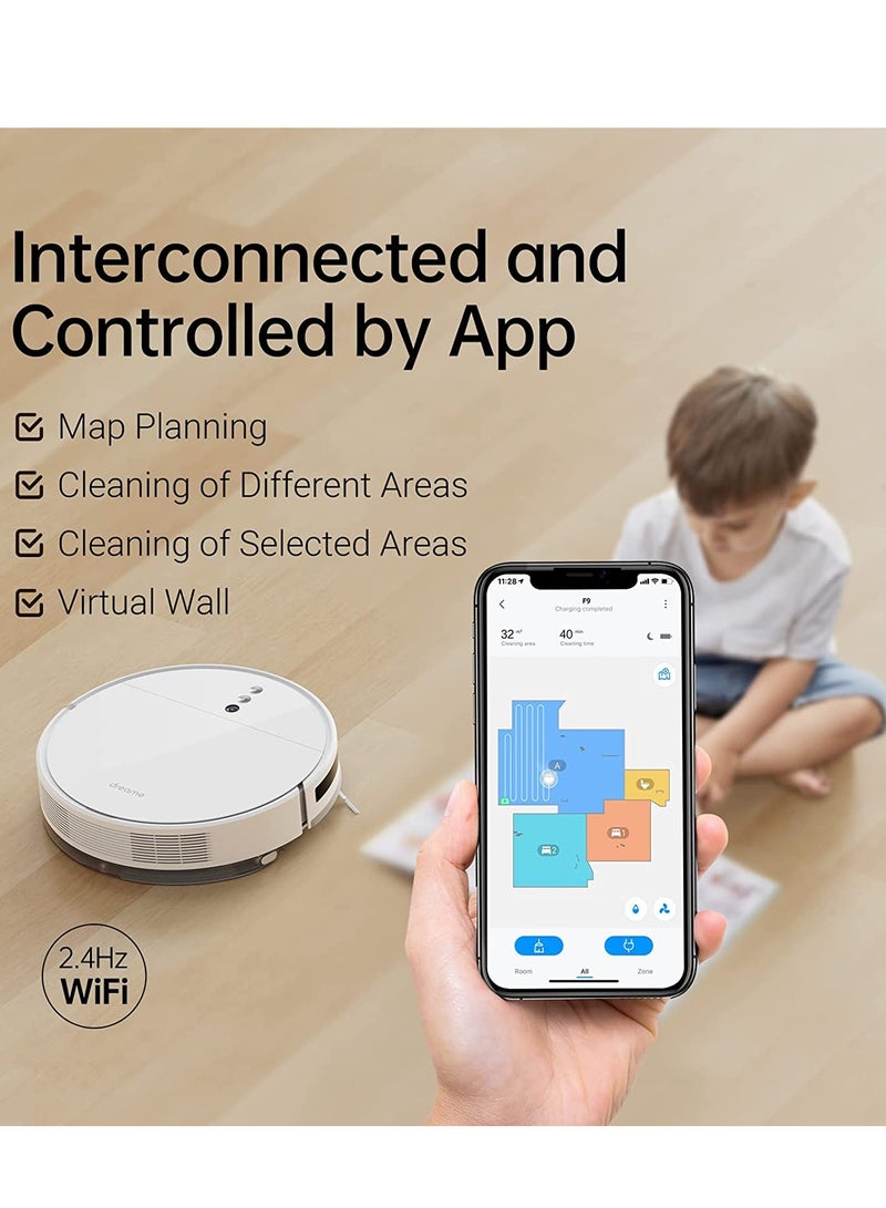 Dreame F9 Robot Vacuum Cleaner with Mop 2500Pa, 5200mAh Battery, Sweep and Mop 2-in-1, 150min Runtime, Advanced mapping, Compatible with Alexa, App/WIFI 46 W RVS5-WHO White