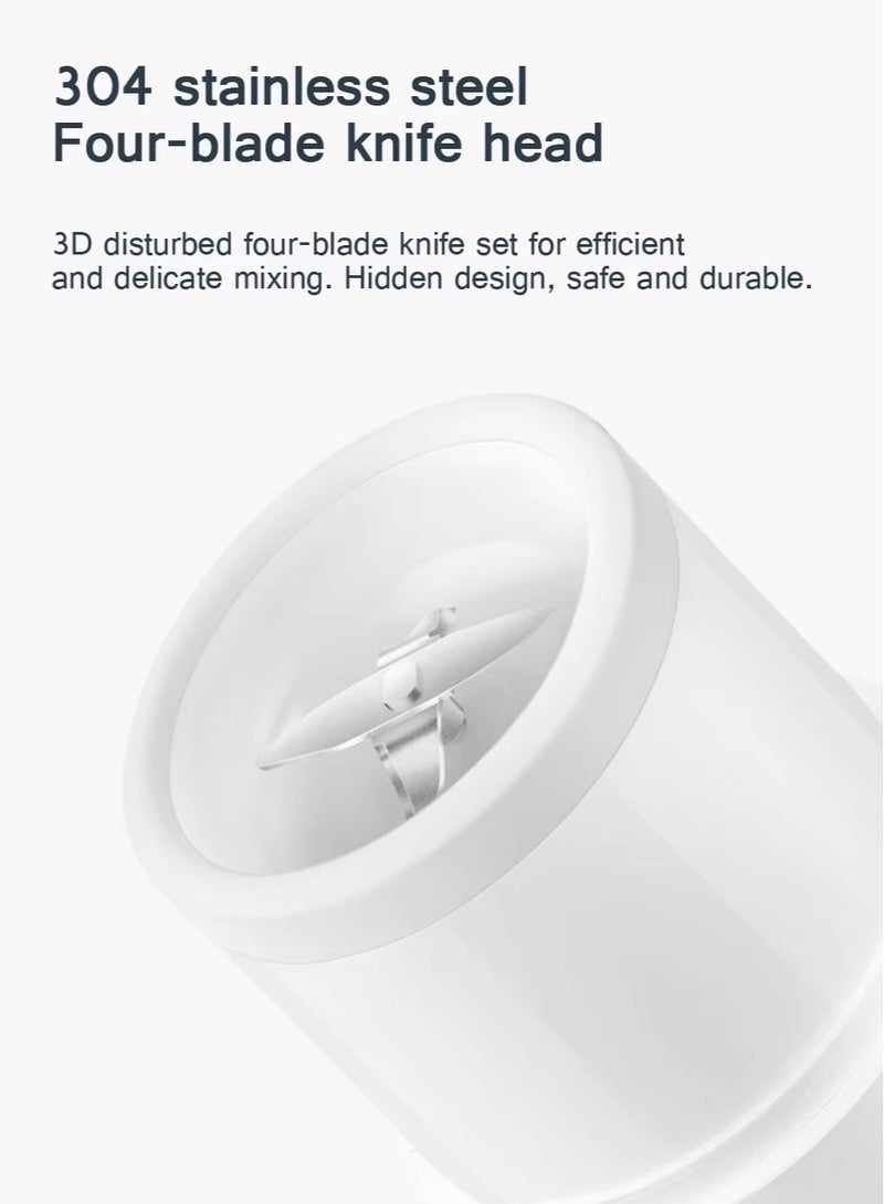 Xiaomi - Mijia Mini Portable Blender Electric Fruit Juicer Machine Orange Juicer Mixer Food Processor Juice Maker Home 300 ml 45 W MZJZB02PL White - Image 1