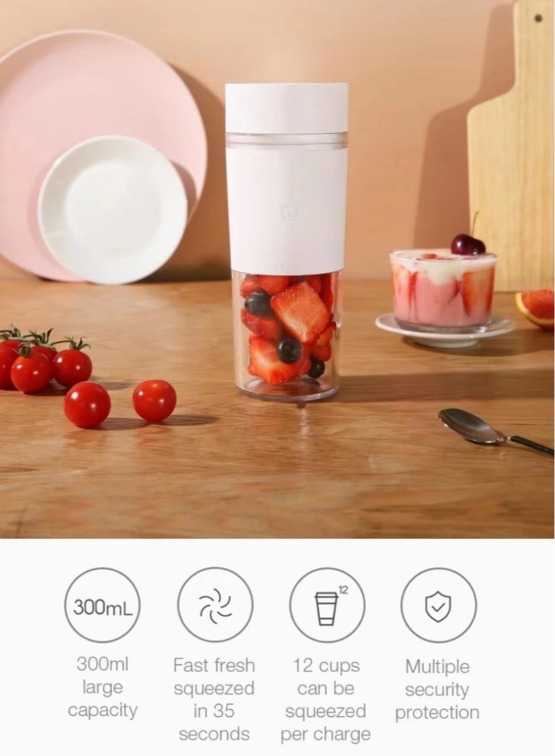 Xiaomi - Mijia Mini Portable Blender Electric Fruit Juicer Machine Orange Juicer Mixer Food Processor Juice Maker Home 300 ml 45 W MZJZB02PL White - Image 1