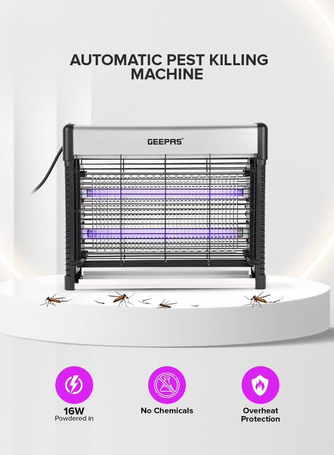 GEEPAS - Electric Bug Killer Automatic Pest Killing Machine| 16 W No Poisonous Vapor, No-Smell and No-Pollution| Advanced Technology with Low Power Consumption| Suitable for Home, Office, Restaurants, Hospitals, etc | 2 Years Warranty 16 W GBK25617 Silver/Black - Image 1
