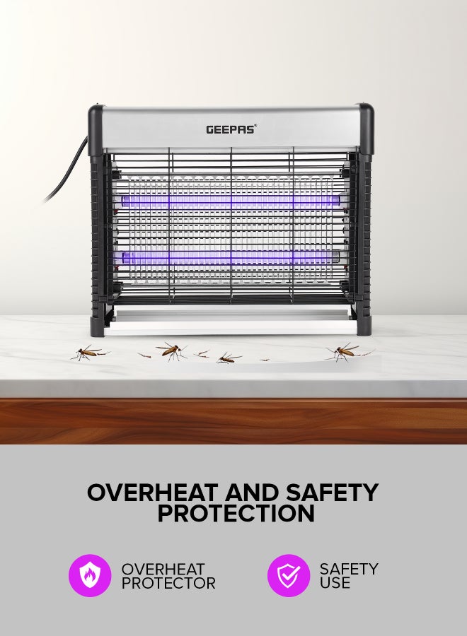GEEPAS - Electric Bug Killer Automatic Pest Killing Machine| 16 W No Poisonous Vapor, No-Smell and No-Pollution| Advanced Technology with Low Power Consumption| Suitable for Home, Office, Restaurants, Hospitals, etc | 2 Years Warranty 16 W GBK25617 Silver/Black - Image 1