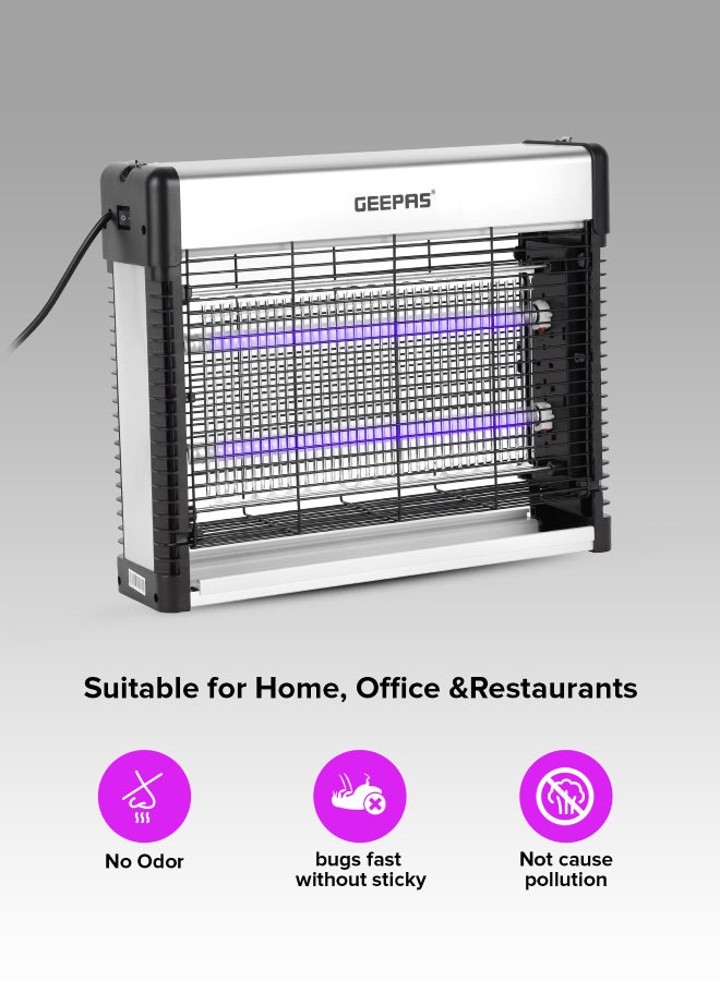 GEEPAS - Electric Bug Killer Automatic Pest Killing Machine| 16 W No Poisonous Vapor, No-Smell and No-Pollution| Advanced Technology with Low Power Consumption| Suitable for Home, Office, Restaurants, Hospitals, etc | 2 Years Warranty 16 W GBK25617 Silver/Black - Image 1