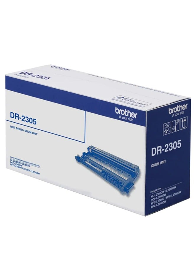 brother DR-2305 Original Drum Unit For Use With HL-L2320D/HL-L2365DW/MFC-L2700D/MFC-L2700DW/MFC-L2740DW Black - Image 1