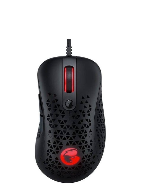 GM500 Ultralight Ergonomic Wired Gaming Mouse 12000 DPI PWM3360 Sensor with Strong Skeleton Design, 3 Types LED Effects with Windows PC (Windows 7 or later)/macOS Black