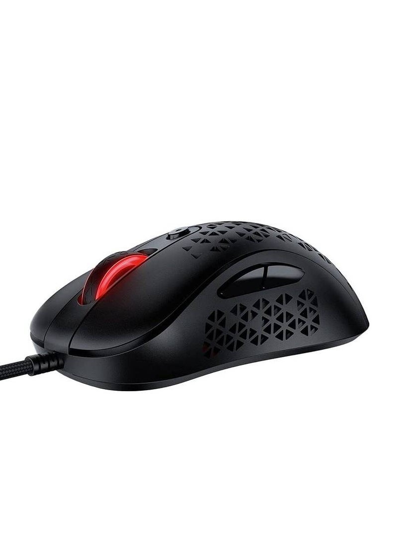 GameSir - GM500 Ultralight Ergonomic Wired Gaming Mouse 12000 DPI PWM3360 Sensor with Strong Skeleton Design, 3 Types LED Effects with Windows PC (Windows 7 or later)/macOS Black - Image 1