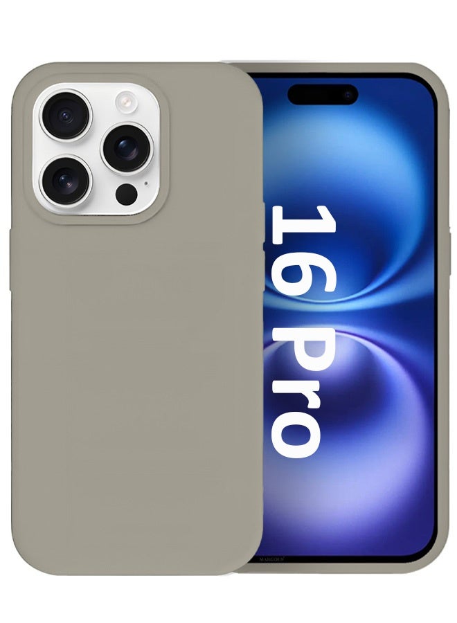مارجون Case Cover for Apple iPhone 16 Pro, Slim Silicone Case, Full Covered Anti Scratch Shockproof Protective Cover Beige - Image 1