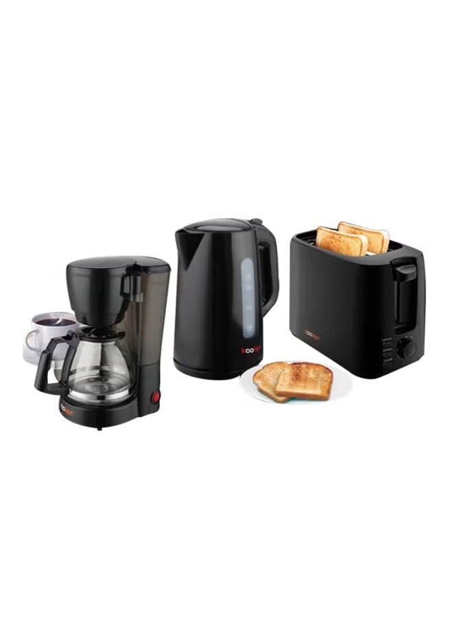 KOOLEN Complete Breakfast Set Coffee Maker, Electric Kettle, Toaster 2200 W 800107001 Black  - Image 1