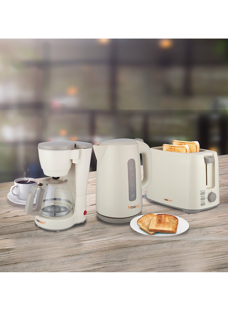 KOOLEN Complete Breakfast Set Coffee Maker, Electric Kettle, Toaster, 1.7 L 2200 W 800107002 Cream  - Image 1