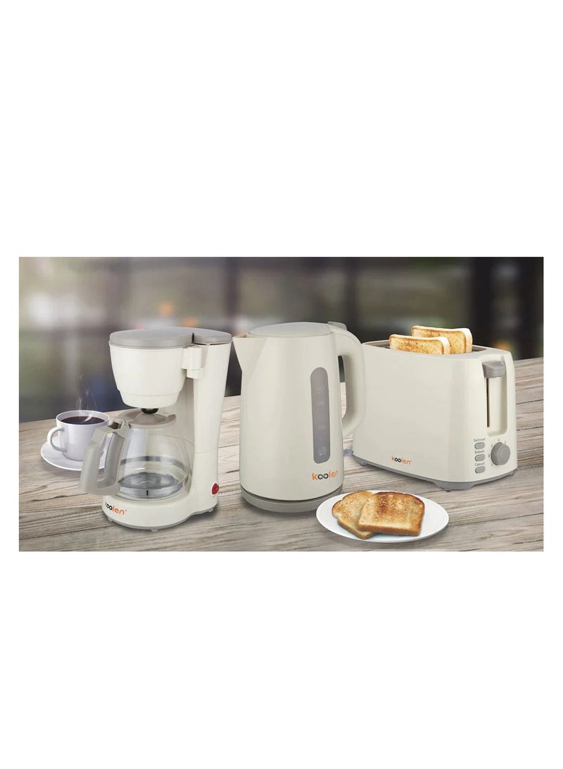 KOOLEN Complete Breakfast Set Coffee Maker, Electric Kettle, Toaster, 1.7 L 2200 W 800107002 Cream  - Image 2