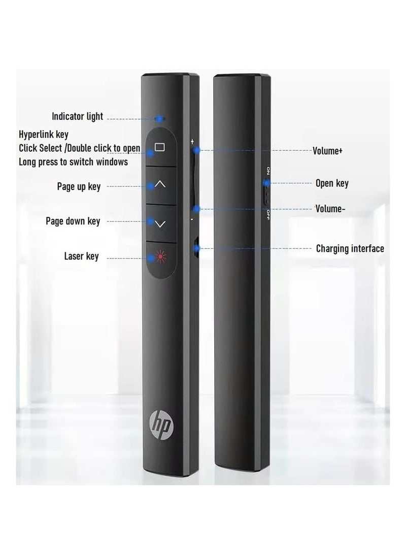 HP - SS10 Wireless rechargeable Presentation Flip Pen Wireless Laser Presentation Control Milk tea - Image 1
