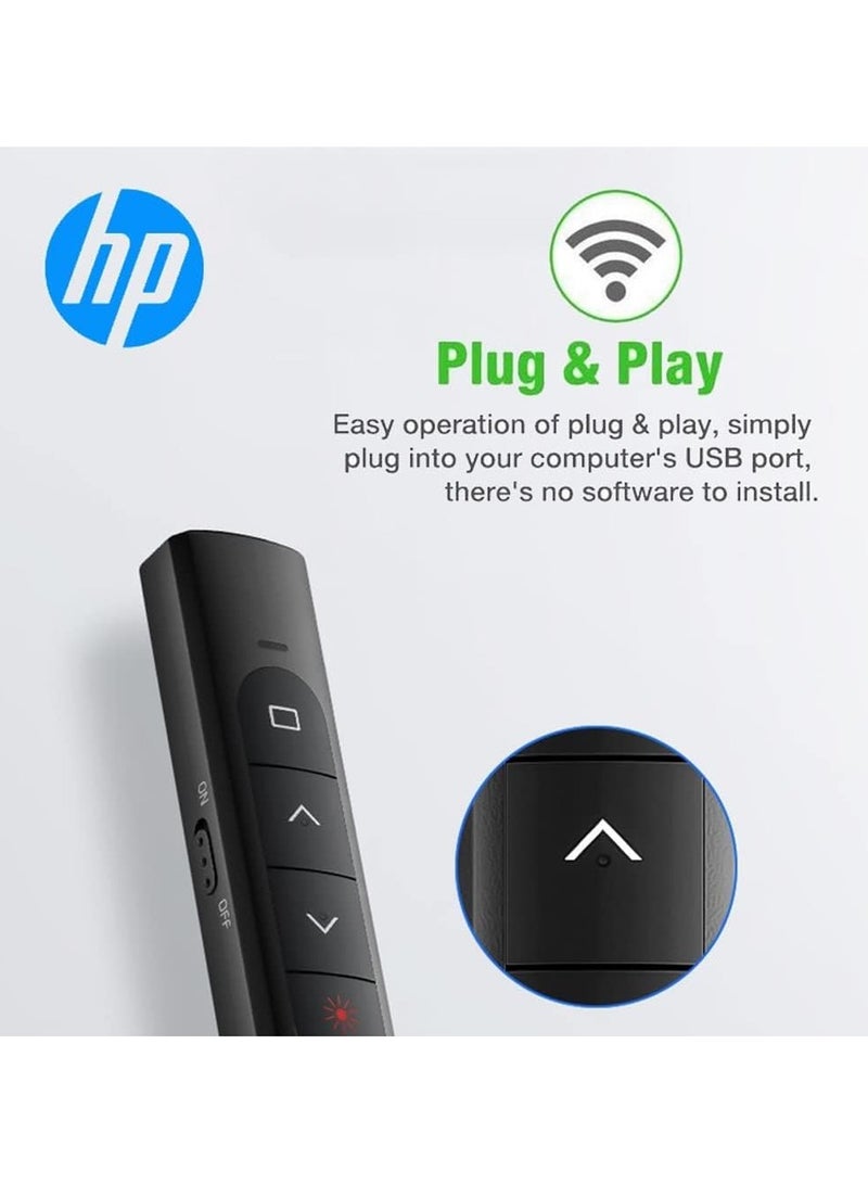 HP - SS10 Wireless rechargeable Presentation Flip Pen Wireless Laser Presentation Control Milk tea - Image 1