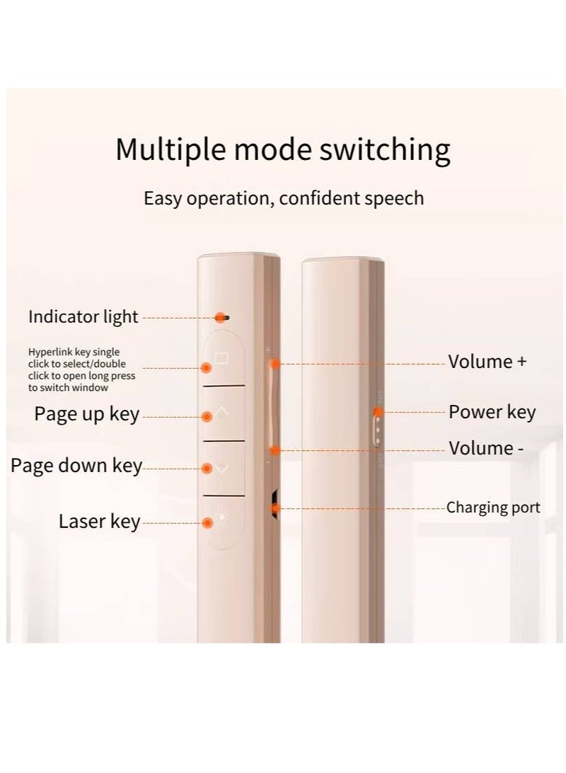 HP - SS10 Wireless rechargeable Presentation Flip Pen Wireless Laser Presentation Control Milk tea - Image 1