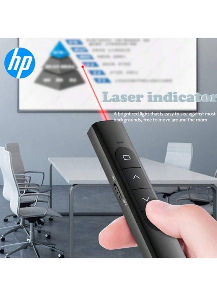 HP - SS10 Wireless rechargeable Presentation Flip Pen Wireless Laser Presentation Control Milk tea - Image 1