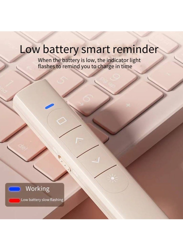 HP - SS10 Wireless rechargeable Presentation Flip Pen Wireless Laser Presentation Control Milk tea - Image 1