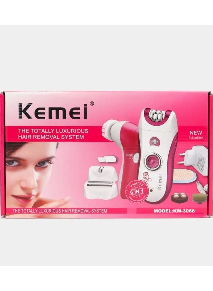 Kemei 6 in 1 Women's Hair Removal Machine, Dry Use, Multicolor - KM-3066 - Image 1