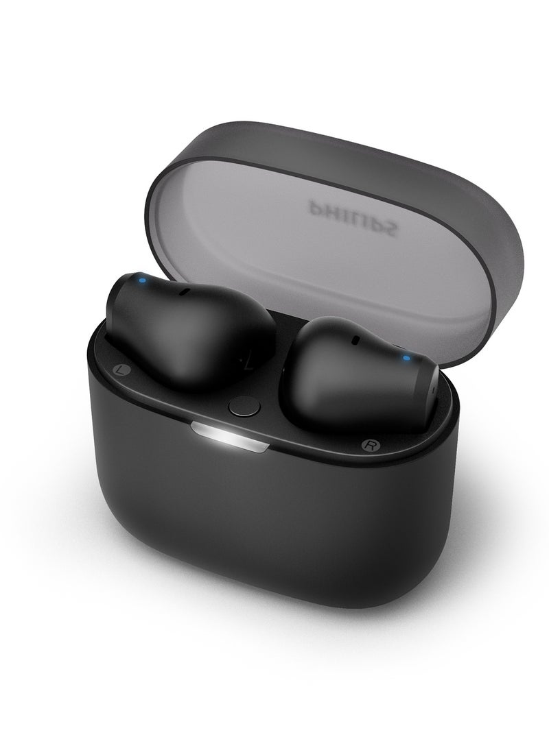 Philips - True Wireless Earbuds, Dynamic Bass Pocket-Sized Charging case, Clear Calls, IPX4, 28 Hours Playtime Black - Image 1