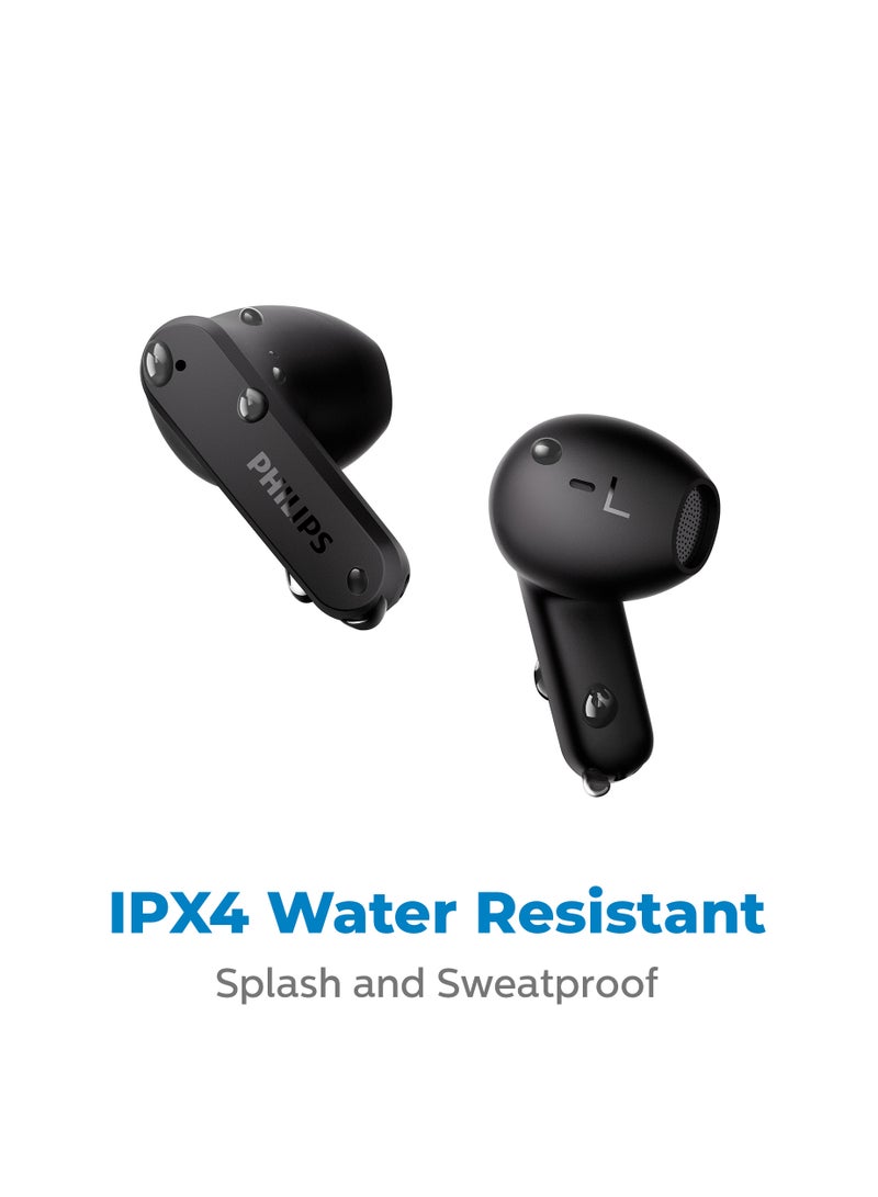 Philips - True Wireless Earbuds, Dynamic Bass Pocket-Sized Charging case, Clear Calls, IPX4, 28 Hours Playtime Black - Image 1