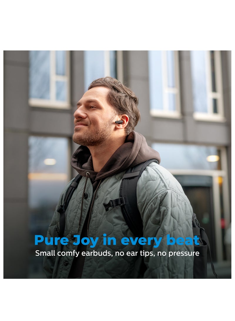 Philips - True Wireless Earbuds, Dynamic Bass Pocket-Sized Charging case, Clear Calls, IPX4, 28 Hours Playtime Black - Image 1