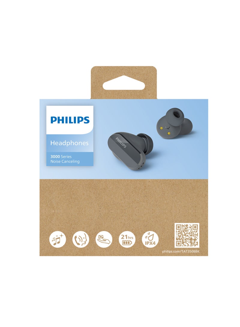 Philips - True Wireless Noise-Canceling Earbuds, Clear Calls, 21-Hour Playtime, IPX4 Water Resistant Black - Image 1