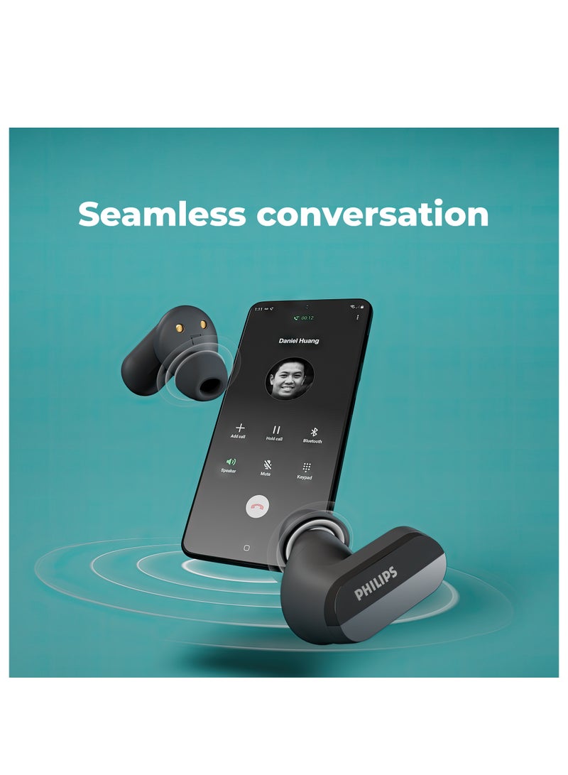 Philips - True Wireless Noise-Canceling Earbuds, Clear Calls, 21-Hour Playtime, IPX4 Water Resistant Black - Image 1