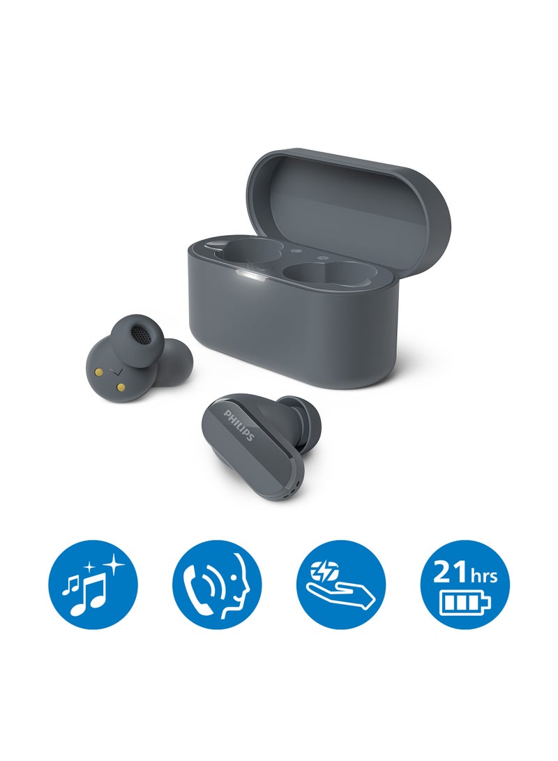 Philips - True Wireless Noise-Canceling Earbuds, Clear Calls, 21-Hour Playtime, IPX4 Water Resistant Black - Image 1