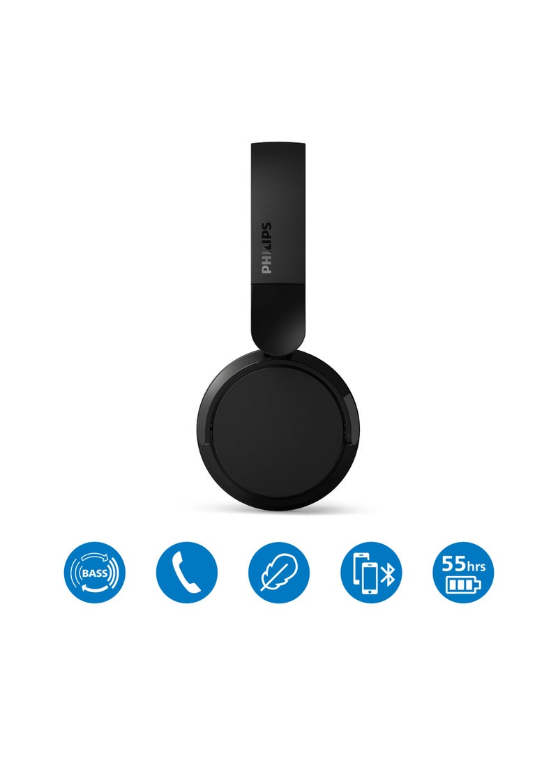 Philips True Wireless On-Ear Headphone- Dynamic Bass- Light weight- Natural sound- Foldable-55 hours Play time- Black  - Image 2