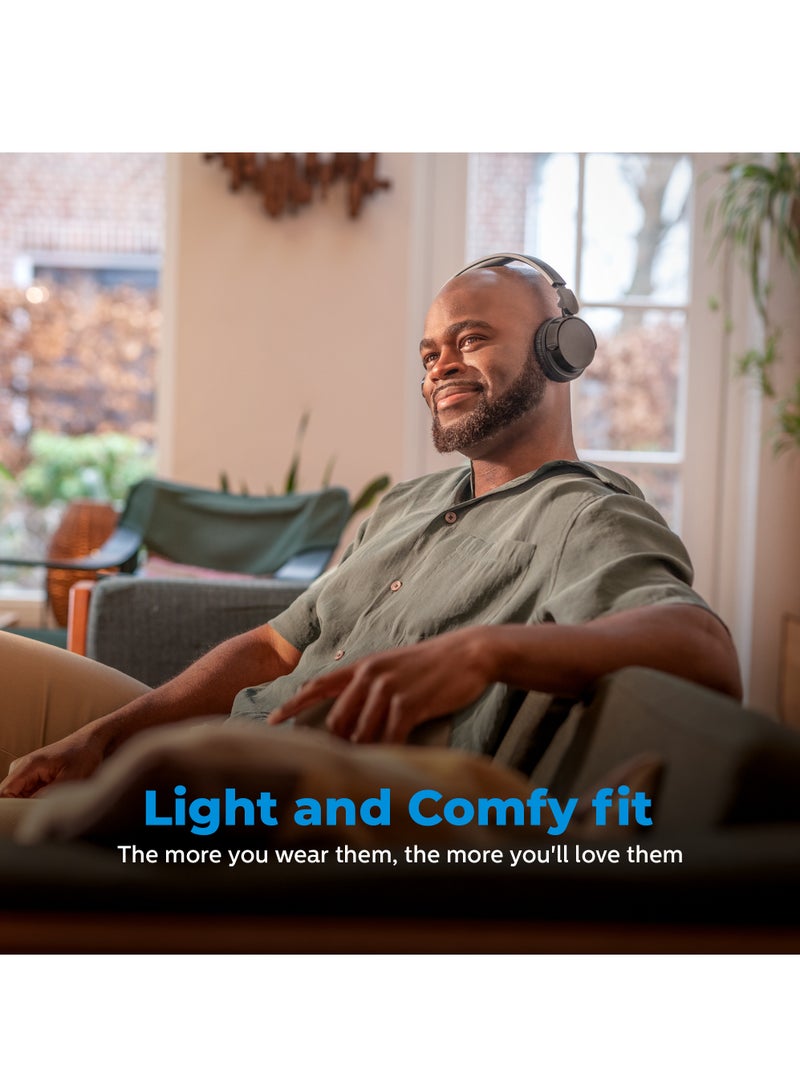 Philips True Wireless On-Ear Headphone- Dynamic Bass- Light weight- Natural sound- Foldable-55 hours Play time- Black  - Image 4