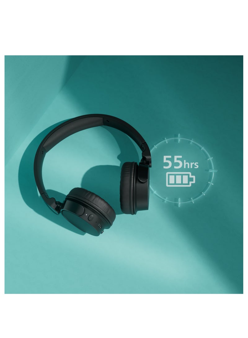 Philips True Wireless On-Ear Headphone- Dynamic Bass- Light weight- Natural sound- Foldable-55 hours Play time- Black  - Image 5