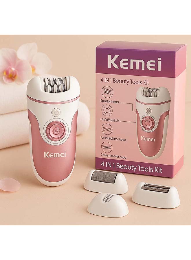 Kemei 4-in-1 Beauty Tools Kit For Women – Body And Facial Epilators, Shaver, Callus Remover | Cordless, Rechargeable, Smooth Finish Hair Removal - Image 5