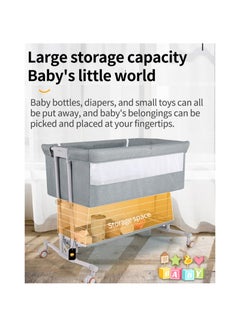 Kidle Portable Multifunctional Baby Bed Baby Cradle Bed Baby Bedside Nap Bed Foldable With Universal Wheels Anti-Mosquito Bites Breathable 92x58x109cm  - Image 3