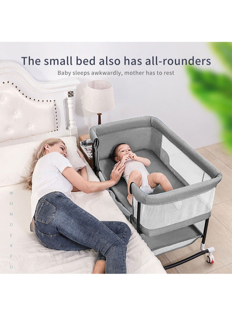 Kidle Portable European Style Baby Bed Newborn Baby Cradle Children's Sleeping Basket Bed With Universal Wheels Foldable Anti-Mosquito Bite Breathable 85*67*70cm  - Image 3