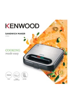 KENWOOD Sandwich Maker: Non-Stick Sandwich Plate 750 W SMM00.000SI Black/Silver  - Image 2