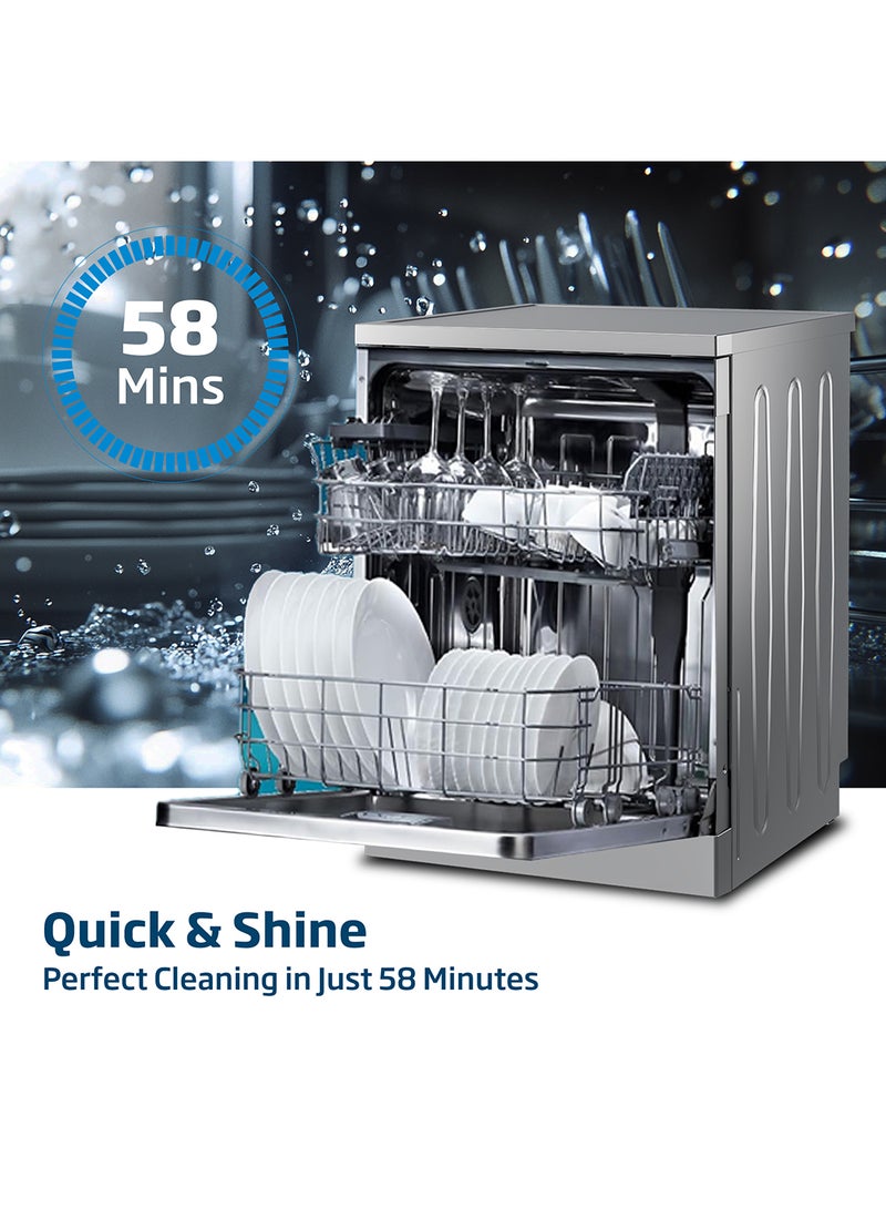 Beko - Freestanding Dishwasher 13 Place Settings, 4 Programmes, 2 Racks, A++ Energy Rating, Quiet Operation (49 dBA), Sliding Cutlery Basket, Mini programme, Half-load, Efficient Cleaning, Stainless Steel Tub, Time Delay and Child Lock 2100 W DVN04X20S Silver - Image 1