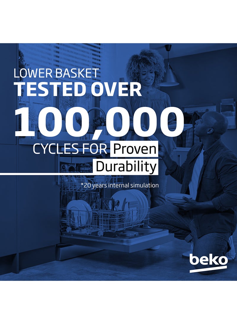 Beko - Freestanding Dishwasher 13 Place Settings, 4 Programmes, 2 Racks, A++ Energy Rating, Quiet Operation (49 dBA), Sliding Cutlery Basket, Mini programme, Half-load, Efficient Cleaning, Stainless Steel Tub, Time Delay and Child Lock 2100 W DVN04X20S Silver - Image 1
