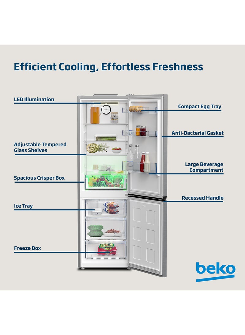 Beko - Refrigerator 366 Liters Gross(316 Net) Capacity, Double Door, Bottom Mount, No Frost, Harvest Fresh Technology, NeoFrost Dual Cooling, Low Noise, 10 Years Warranty on ProSmart Inverter Compressor 90 W RDNE400CS Titanium Inox - Image 1
