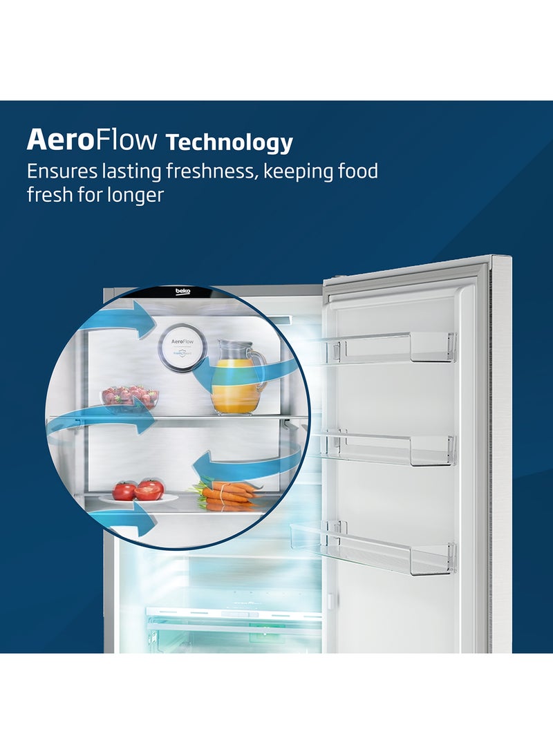 Beko - Refrigerator 366 Liters Gross(316 Net) Capacity, Double Door, Bottom Mount, No Frost, Harvest Fresh Technology, NeoFrost Dual Cooling, Low Noise, 10 Years Warranty on ProSmart Inverter Compressor 90 W RDNE400CS Titanium Inox - Image 1