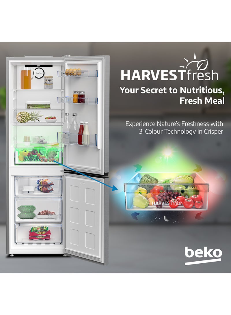 Beko - Refrigerator 366 Liters Gross(316 Net) Capacity, Double Door, Bottom Mount, No Frost, Harvest Fresh Technology, NeoFrost Dual Cooling, Low Noise, 10 Years Warranty on ProSmart Inverter Compressor 90 W RDNE400CS Titanium Inox - Image 1