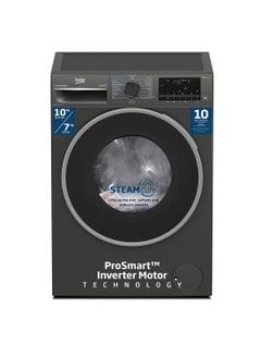 Beko 10/7 kg Washer/Dryer, 1400 RPM, 15 Programmes, Low Noise, Wash & Wear Programme, SteamCure Wash, Hygiene+ Wash & Dry, Quick wash 14/28 Minutes, 10 Years Warranty on ProSmart Inverter Motor WD10714M Manhattan Grey  - Image 1