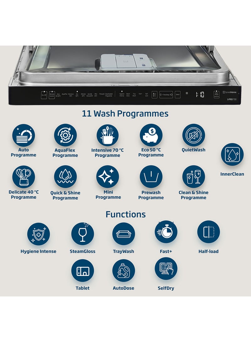 Beko Freestanding Dishwasher 15 Place Settings, 11 Programs, 3 Racks, A++ Energy Rating, Quiet Operation (43 dBA), Sliding Cutlery Tray, Stainless Steel Tub, Cornor intense, Autodose , Autodoor open for drying, Time Delay and Child Lock, 10 Years Warranty on ProSmart Inverter Motor 2100 W BDEN38533GC Manhattan Grey  - Image 3