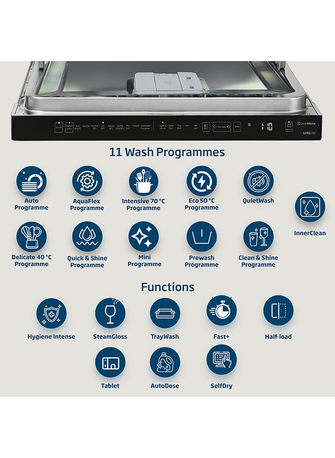 Beko Freestanding Dishwasher 15 Place Settings, 11 Programs, 3 Racks, A++ Energy Rating, Quiet Operation (43 dBA), Sliding Cutlery Tray, Stainless Steel Tub, Cornor intense, Autodose , Autodoor open for drying, Time Delay and Child Lock, 10 Years Warranty on ProSmart Inverter Motor 2100 W BDEN38533GC Manhattan Grey  - Image 3