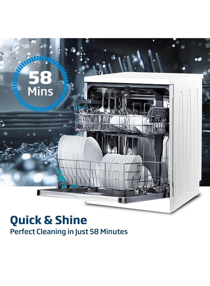 Beko - Freestanding Dishwasher 13 Place Settings, 5 Programs, 2 Racks,  A++ Energy Rating, Quiet Operation (49 dBA), Sliding Cutlery Basket, Mini programme, Half-load, Efficient Cleaning, Stainless Steel Tub, Time Delay and Child Lock, ‎(White Colour) DVN05320W White - Image 1