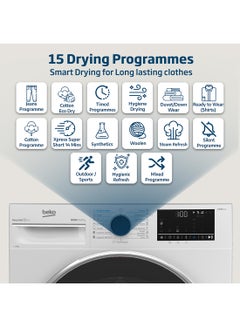 Beko 10 kg Heat Pump Condenser Tumble Dryer with 15 Programmes, Low Noise, A++ Energy Efficiency Class, Iron Finsh Technology (Ready to wear), AquaWave Technology, Optisense Sensor Drying, Reversable Door, ProSmart Inveter Motor 2.45 kW DHP10W White  - Image 3