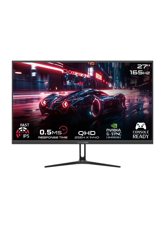 GAMEON 27 inch QHD, 165Hz, 0.5ms (2560x1440) 2K Flat IPS Gaming Monitor With G-Sync & FreeSync - (HDMI 2.1 Console Compatible) GOAEP27QHD165 Black - Image 1