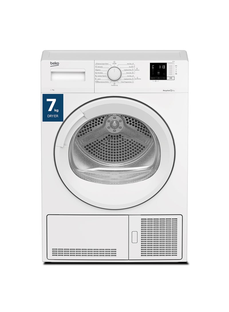 بيكو - 7 kg Condenser Tumble Dryer, 15 Programmes, Low Noise, AquaWave Technology, Advanced Sensor Drying, Convenient Digital Display DC7W White - Image 1