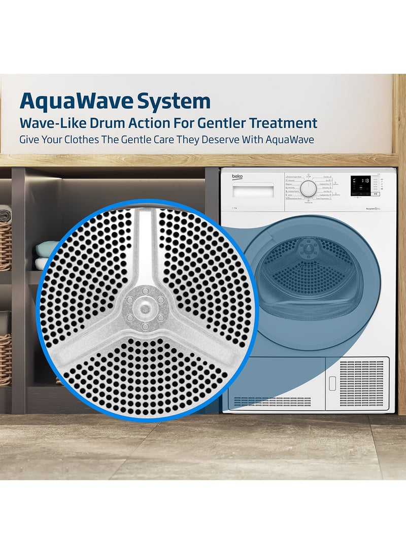 بيكو - 7 kg Condenser Tumble Dryer, 15 Programmes, Low Noise, AquaWave Technology, Advanced Sensor Drying, Convenient Digital Display DC7W White - Image 1