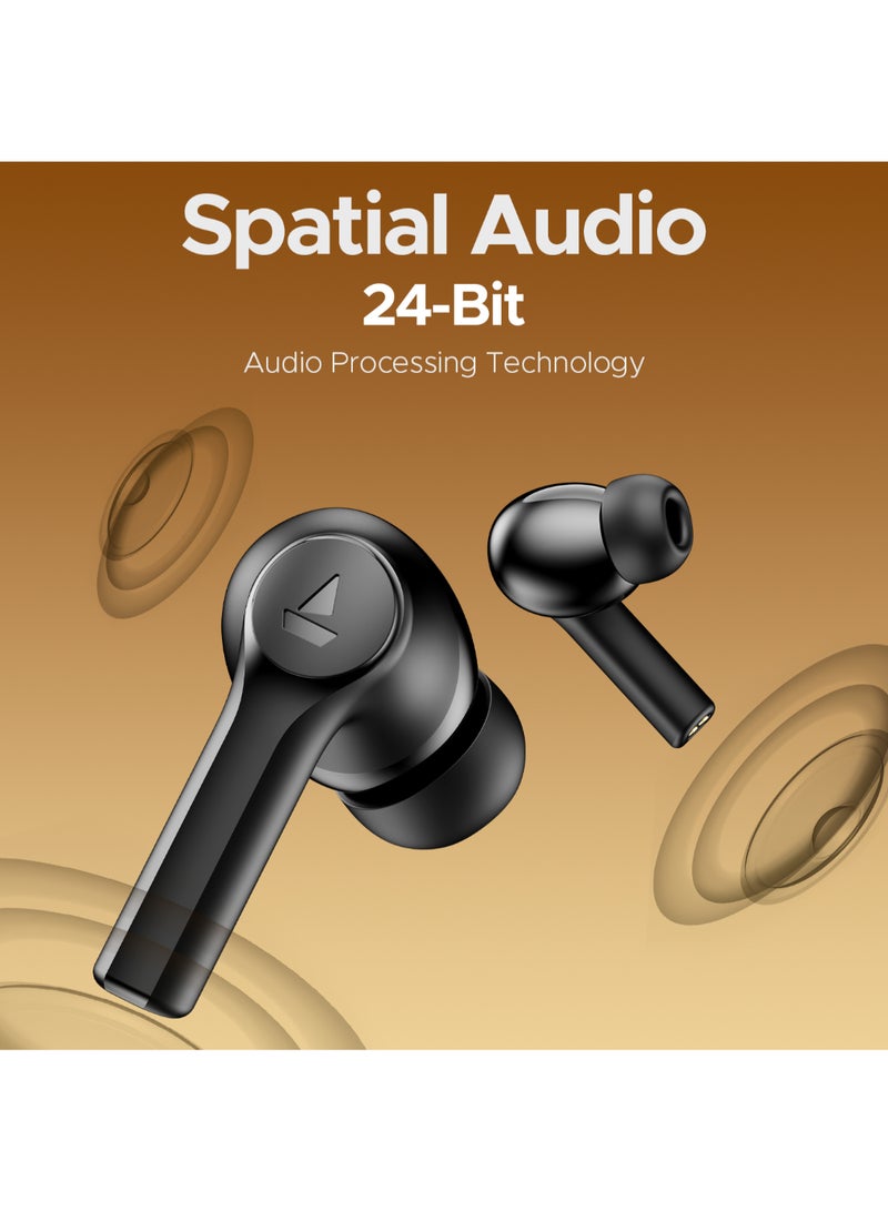 boAt Airdopes Supreme In Ear Tws Earbuds With 50 Hrs Playtime, Quad Mics Ai-Enx Tech, Multipoint Connectivity, In-Ear Detection, Spatial Audio, Beast Mode & Asap Charge Classic Black  - Image 5