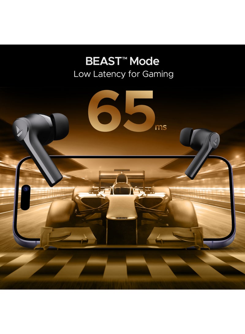 Airdopes Supreme In Ear Tws Earbuds With 50 Hrs Playtime, Quad Mics Ai-Enx Tech, Multipoint Connectivity, In-Ear Detection, Spatial Audio, Beast Mode & Asap Charge Classic Black