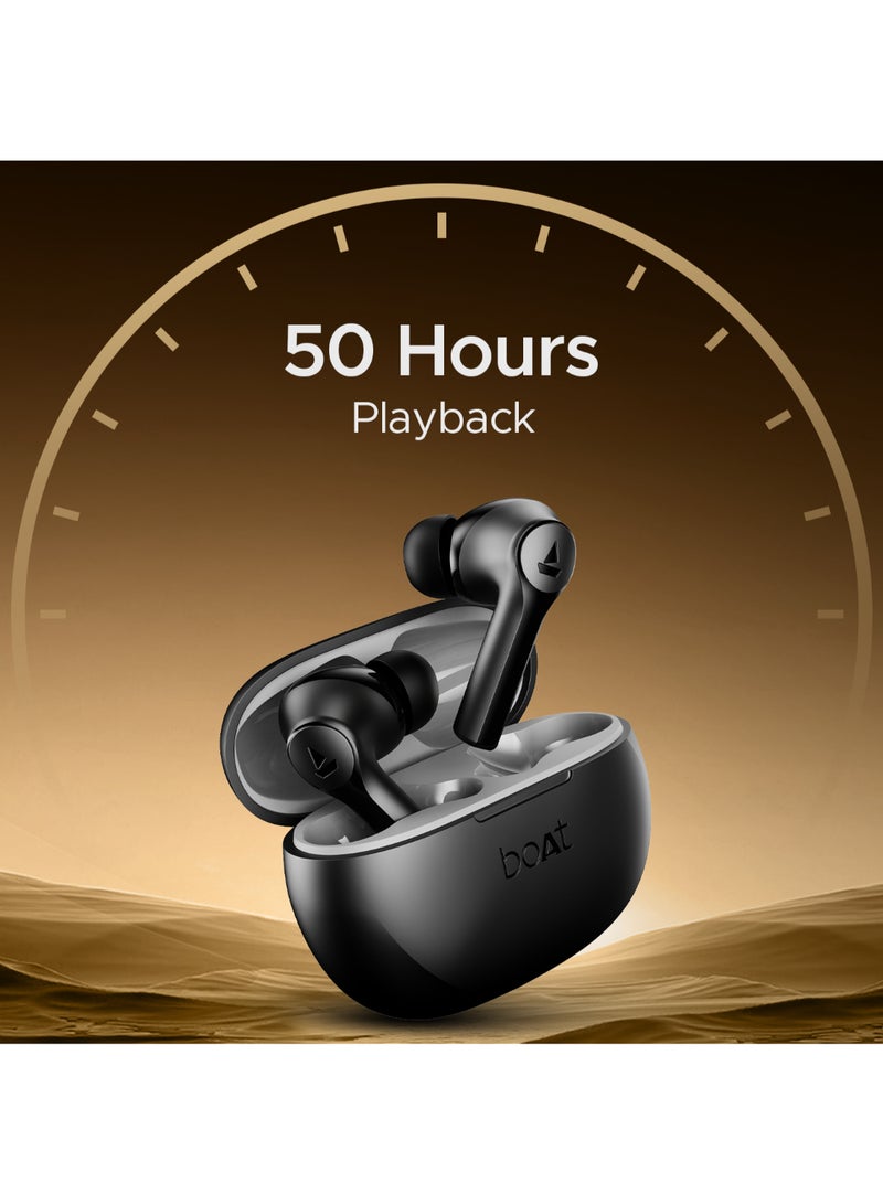 Airdopes Supreme In Ear Tws Earbuds With 50 Hrs Playtime, Quad Mics Ai-Enx Tech, Multipoint Connectivity, In-Ear Detection, Spatial Audio, Beast Mode & Asap Charge Classic Black